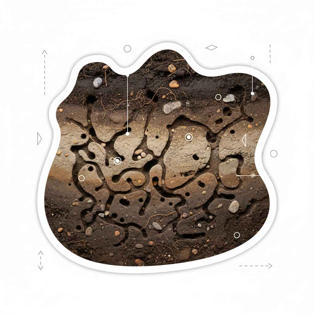 Схема сложных ходов крота под землей